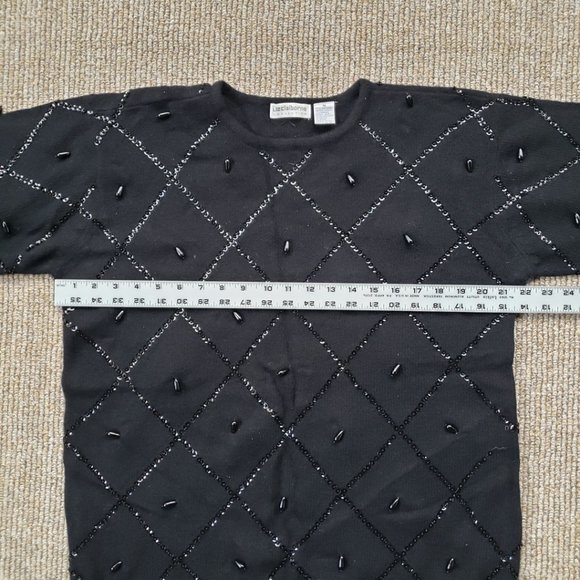 Vintage 90s Angora Lambswool Sweater Liz Clairborne Women's Medium Black - Picture 6 of 9